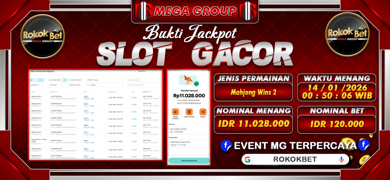 Bukti JP situs Rokokbet hari Rabu, 14 Januari 2026